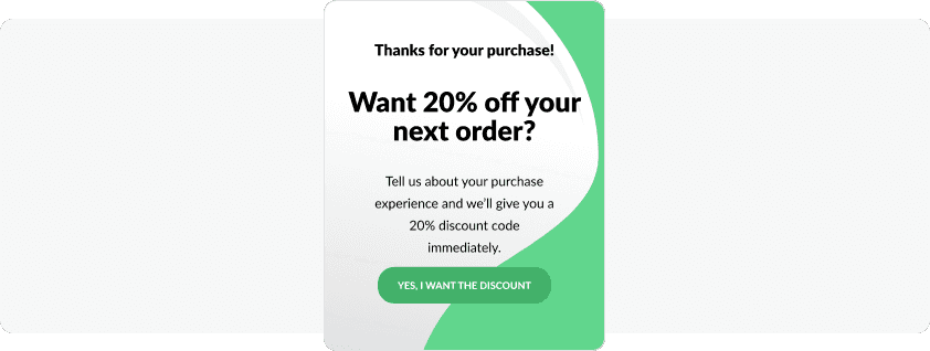 In-app example: discount in exchange for a review