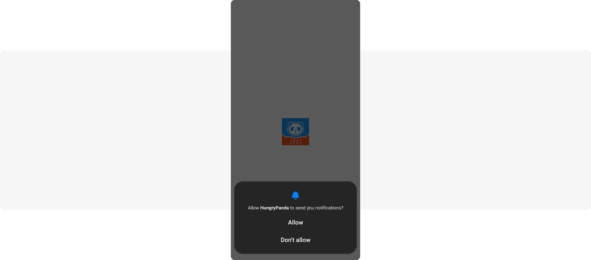 Default opt-in screen - HungryPanda food delivery app