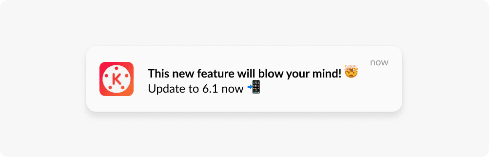 Push notification emoji example KineMaster