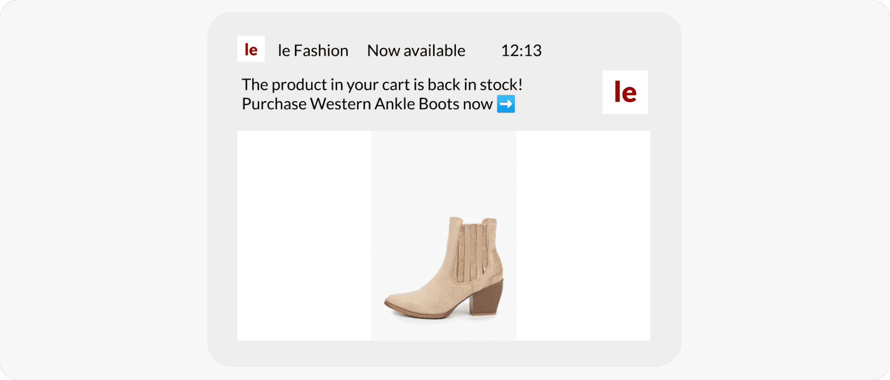Price drop push notification example in e-commerce