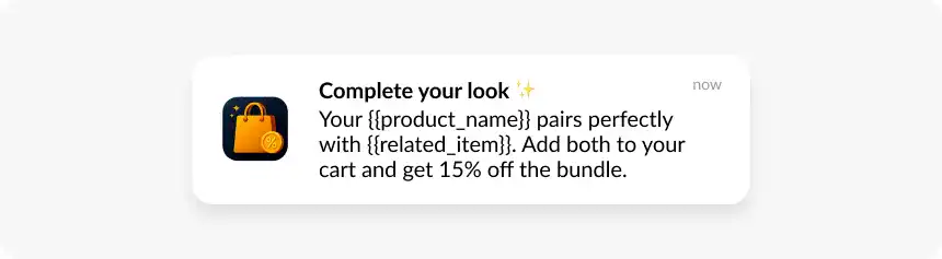 Cross sell abandoned cart notification example