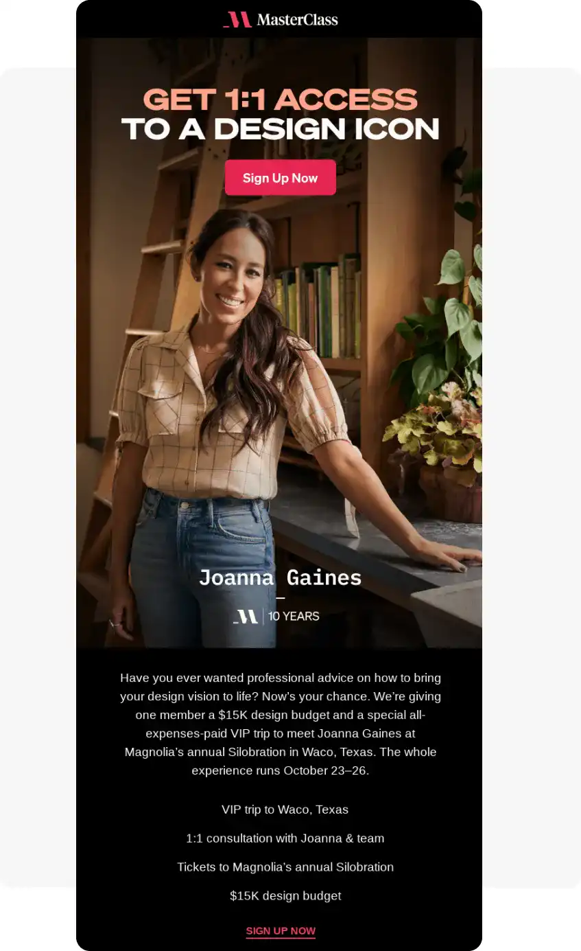 event invitation promotional email example