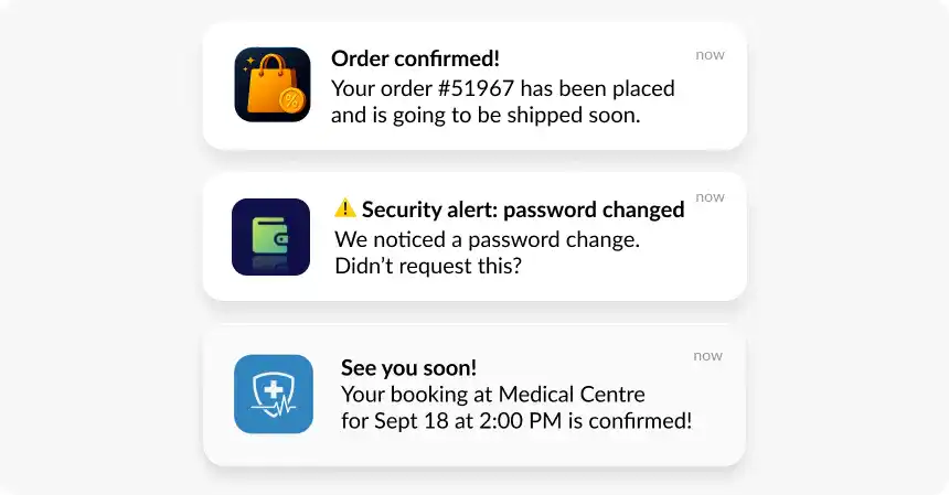 Transactional push notifications